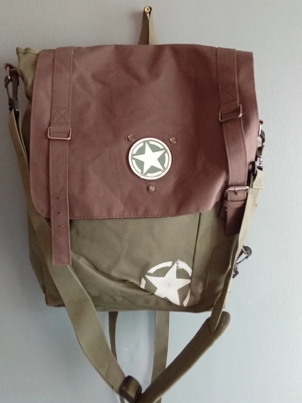 Call of Duty Canvas Backpack Messenger‎ Bag Olive Green Military Tactical Star